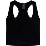 Button Front Crop Ribbed Tank - Denny's