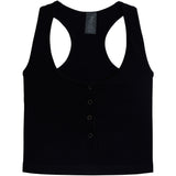 Button Front Crop Ribbed Tank - Denny's