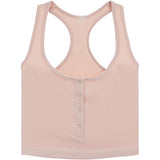 Button Front Crop Ribbed Tank - Denny's