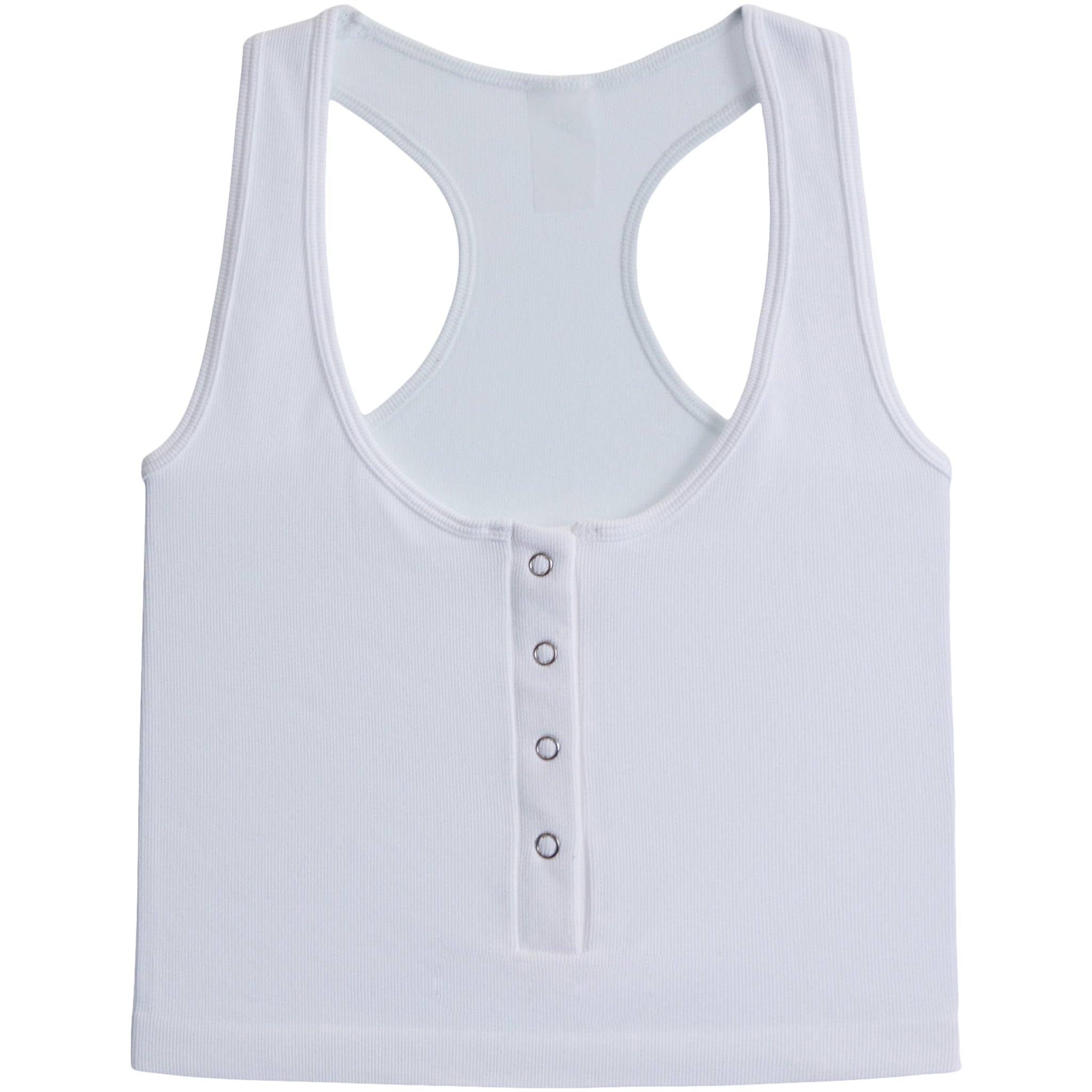 Button Front Crop Ribbed Tank - Denny's