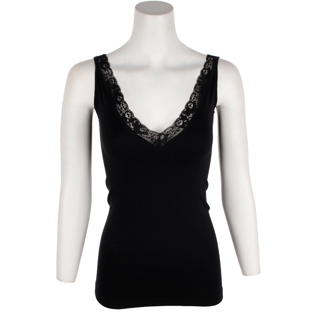 Deep V Lace Trim Cami - Denny's