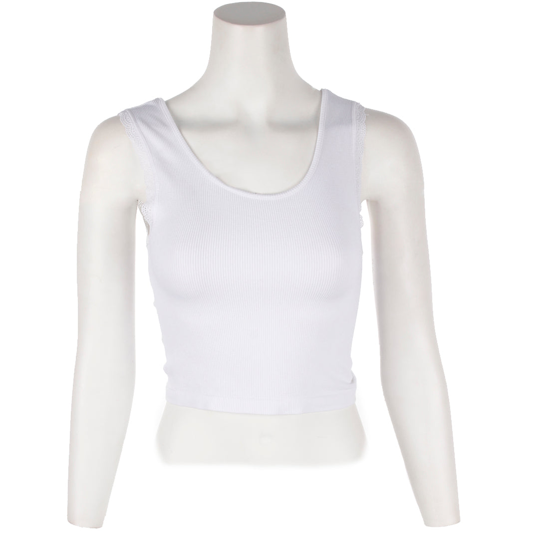 Front Tie Crop with Lace Trim - Denny's