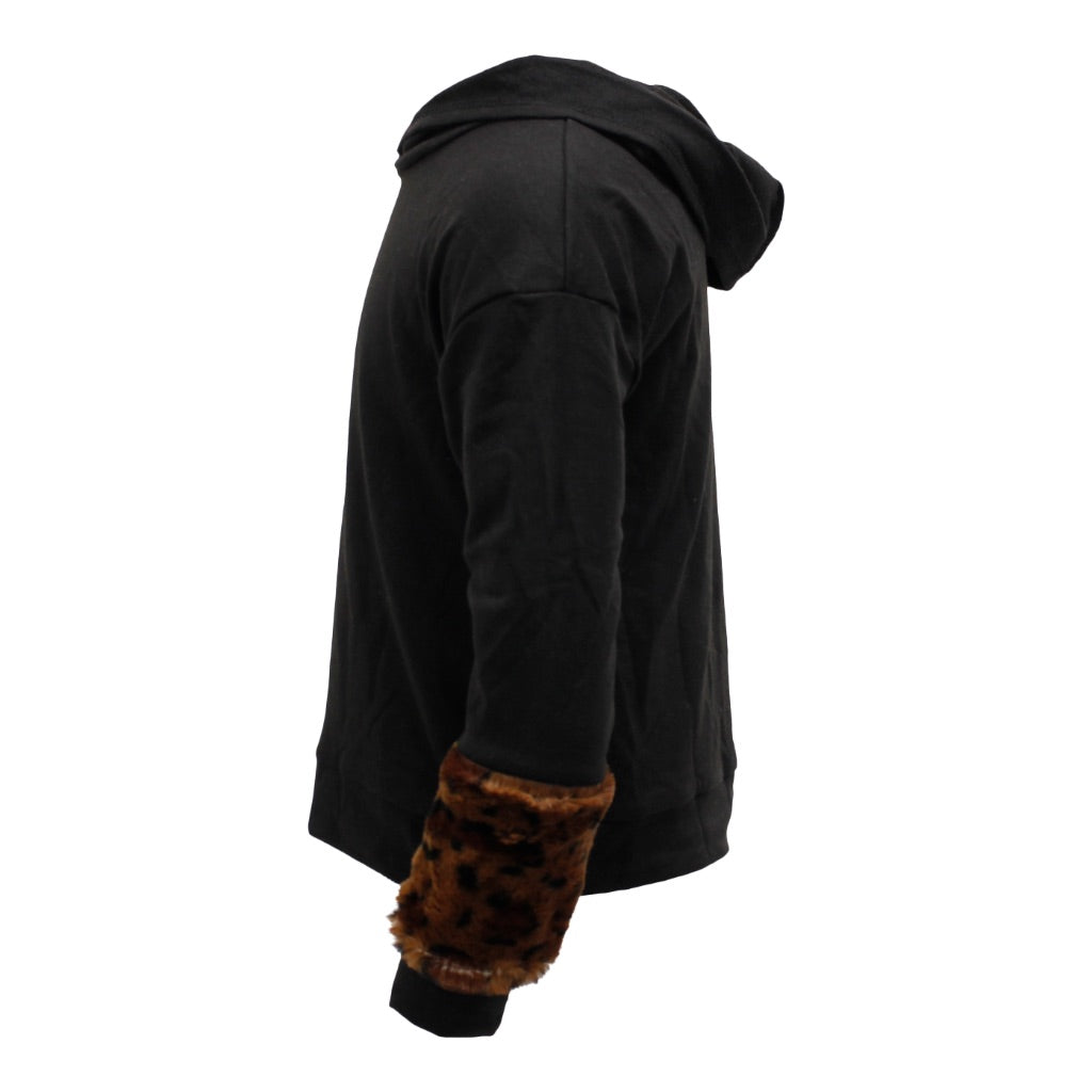 Hoody with Leopard Fur Cuffs - Denny's