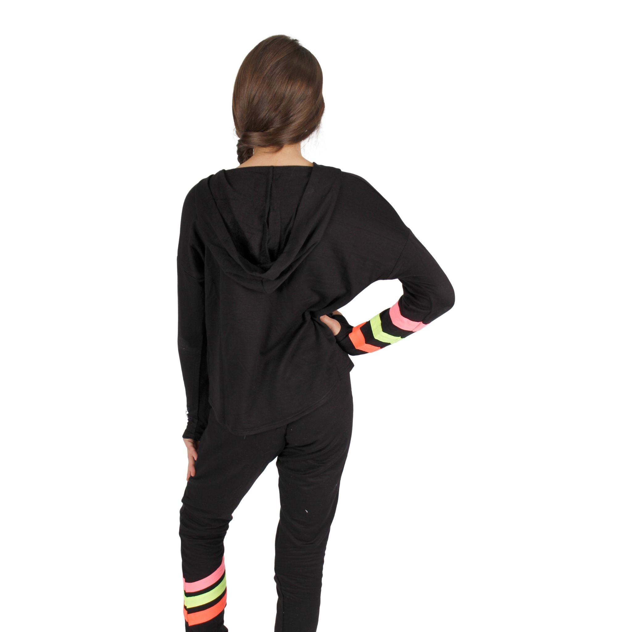Long Sleeve Hoodie with Neon Stripes - Denny's