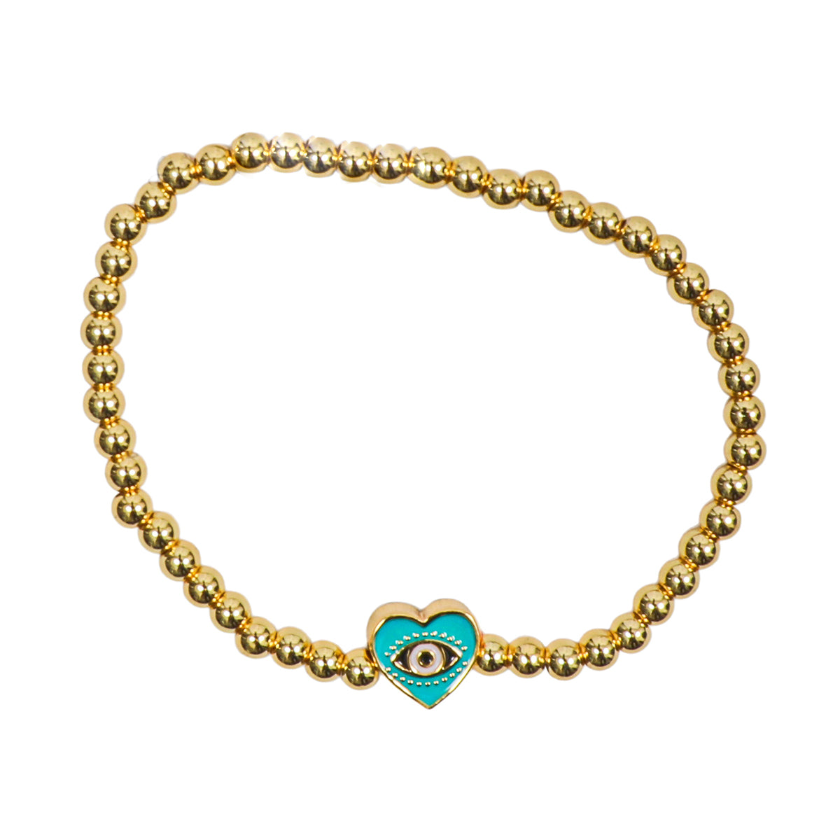 Evil Eye Heart Metal Ball Stretch Bracelet - Denny's