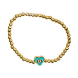 Evil Eye Heart Metal Ball Stretch Bracelet - Denny's