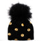 Cap with Black and Gold Dots with Black Pom Pom - Denny's