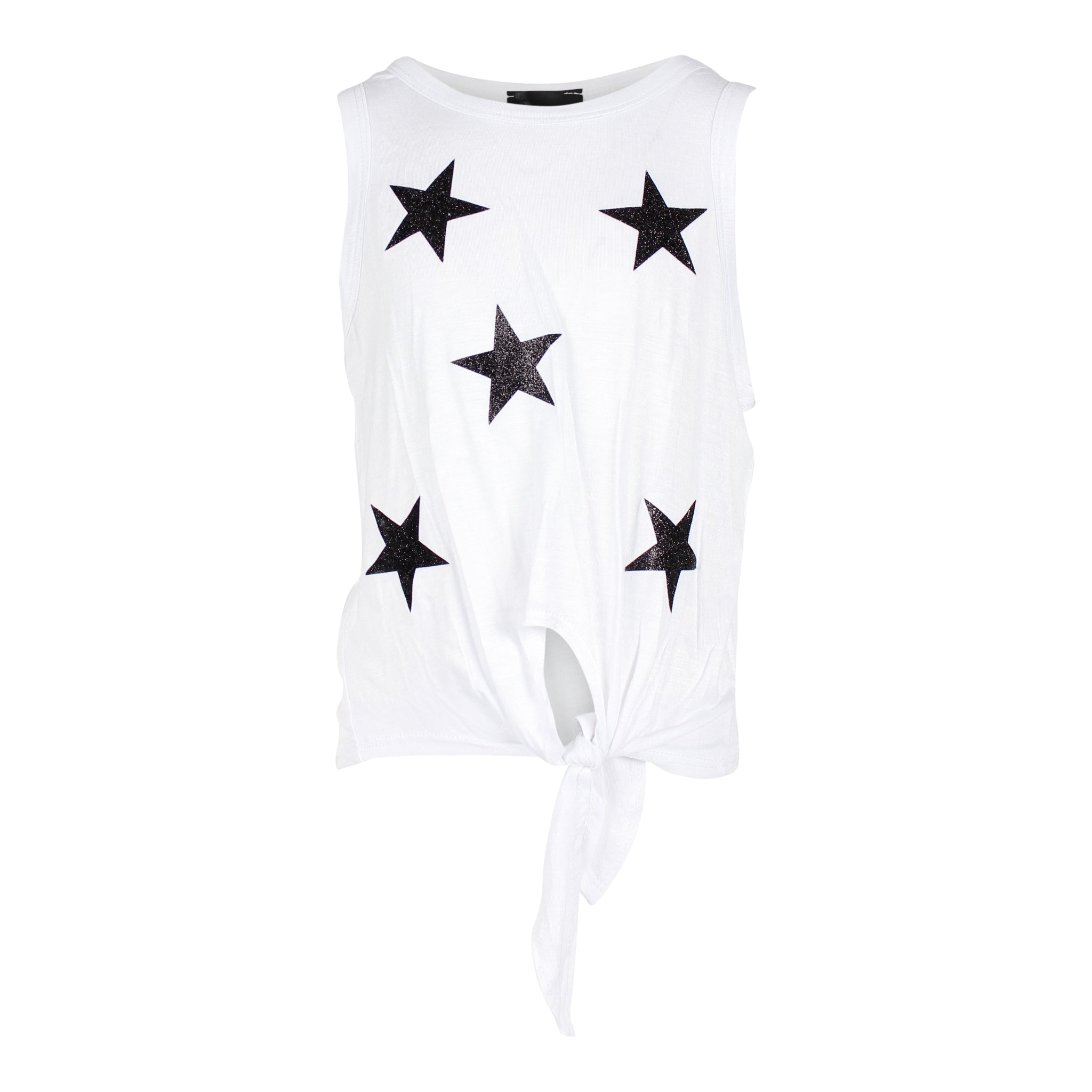 Knot Front Tank with Black Glitter Stars - Denny's