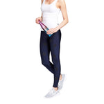 High Rise Navy Legging with Black Foil Stars - Denny's
