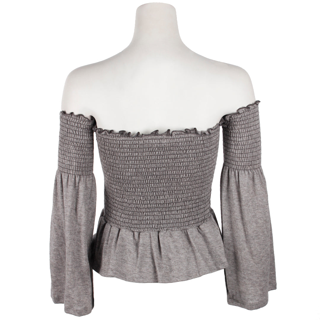 Smocked Off Shoulder Bell Sleeve Top - Denny's