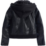 Worth It Leather Hooded Jacket - Denny's