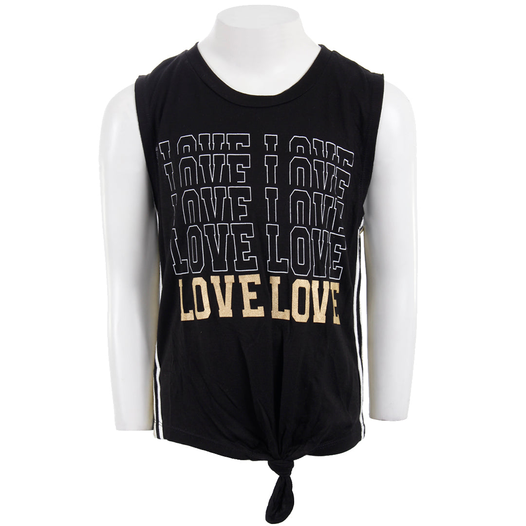 Short Sleeve Knotted Tee with Love Love - Denny's