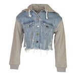 Sweatshirt & Denim Cropped Hooded Jacket - Denny's