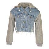 Sweatshirt & Denim Cropped Hooded Jacket - Denny's