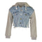 Sweatshirt & Denim Cropped Hooded Jacket - Denny's