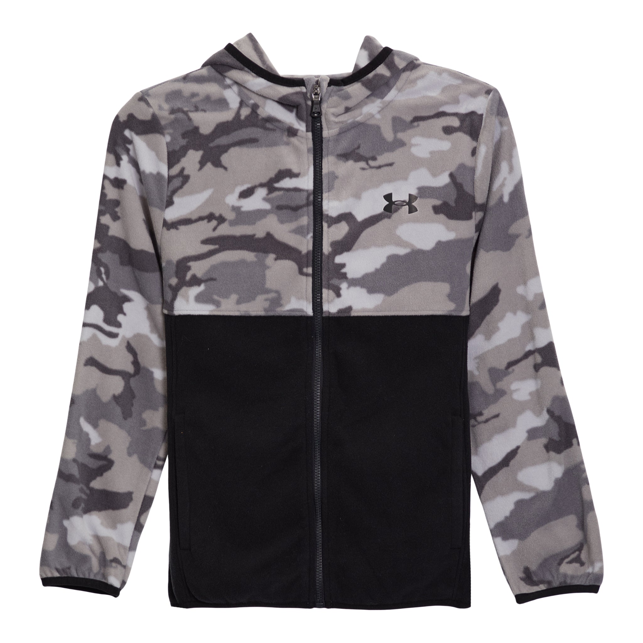 Camo Color Block Micro Fleece Hooded Jacket - Denny's