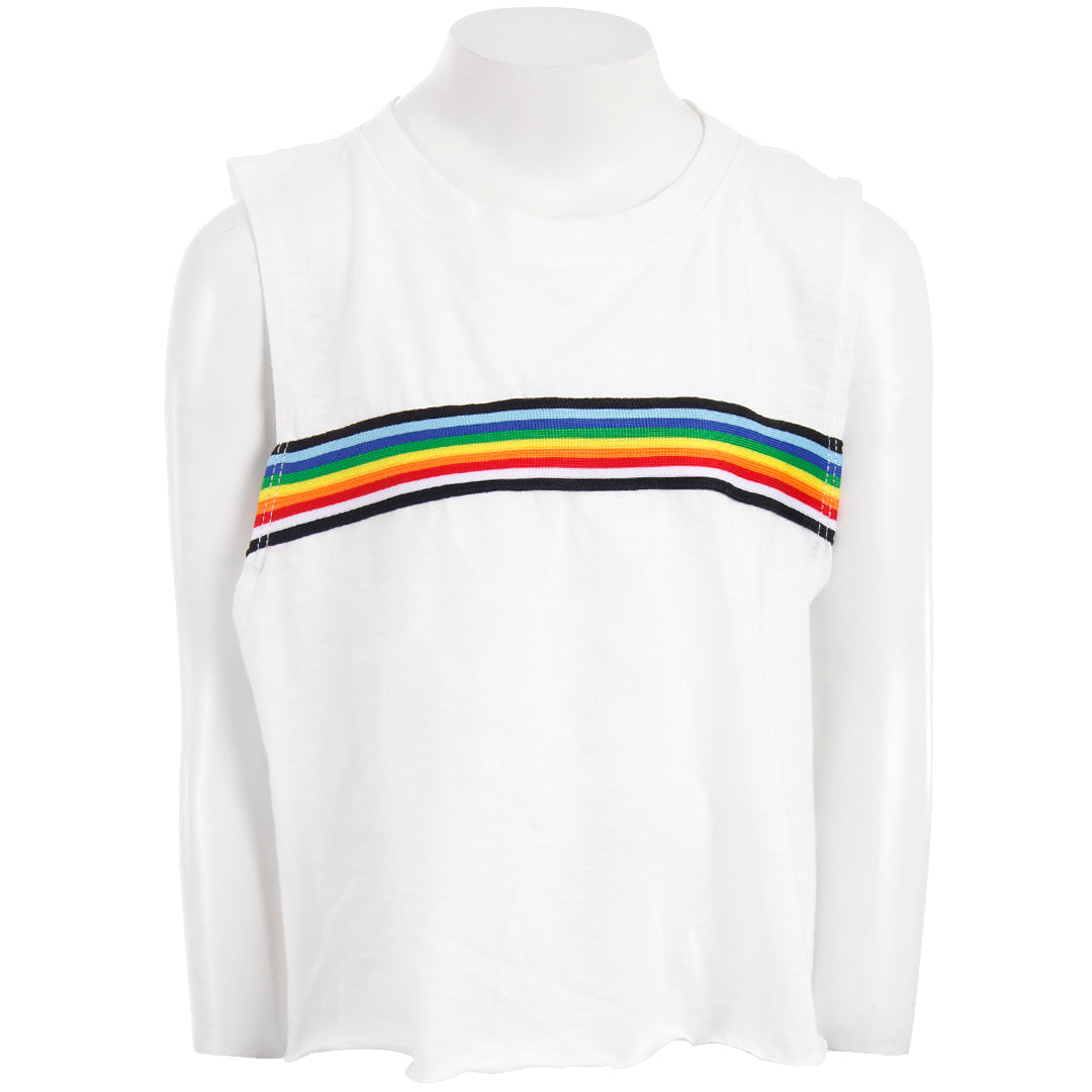 Short Sleeve Muscle Tee with Side Stripe Rainbow - Denny's