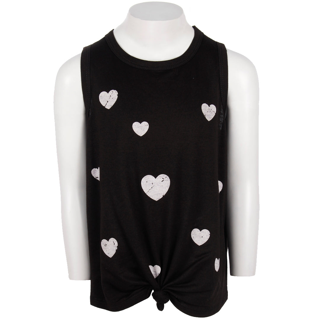 Knot Front Tank with White Hearts - Denny's