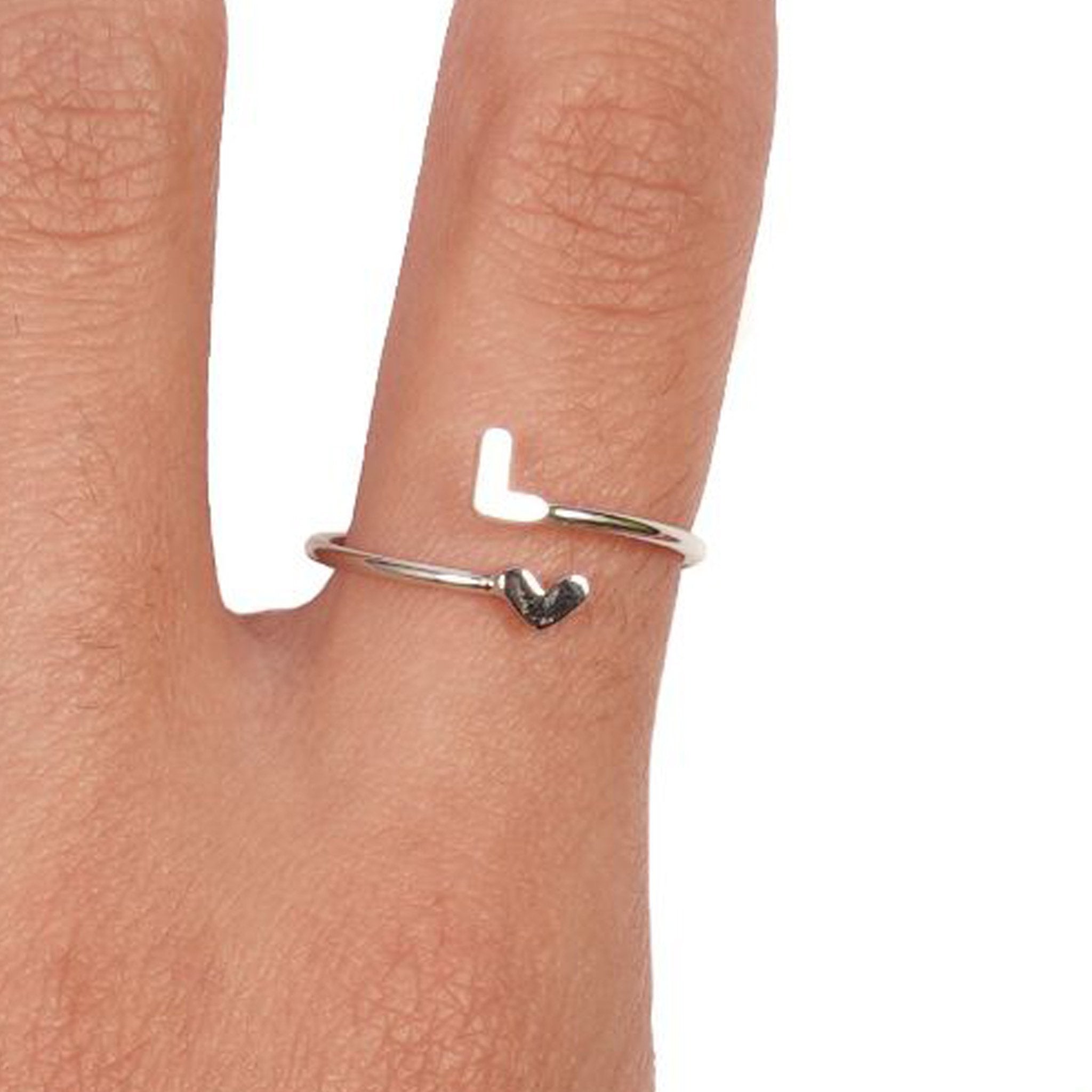 L Heart Initial Ring - Denny's