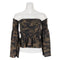 Off Shoulder Camo Smocked Bell Sleeve Top - Denny's