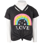 Short Sleeve Clavicle Tee With Rainbow Love - Denny's