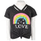 Short Sleeve Clavicle Tee With Rainbow Love - Denny's