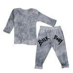 2pc Grey Tie Dye Biker Set - Denny's
