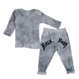 2pc Grey Tie Dye Biker Set - Denny's