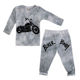 2pc Grey Tie Dye Biker Set - Denny's