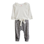 2pc Ivory Knit Ruffle Top & Cheetah Pant Set - Denny's