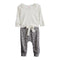 2pc Ivory Knit Ruffle Top & Cheetah Pant Set - Denny's