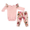 2pc Ruffle Mauve Floral Hacci Onesie & Pant Set - Denny's