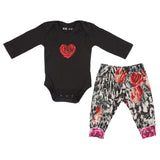 2pc Leopard Floral Hacci Onesie Set - Denny's