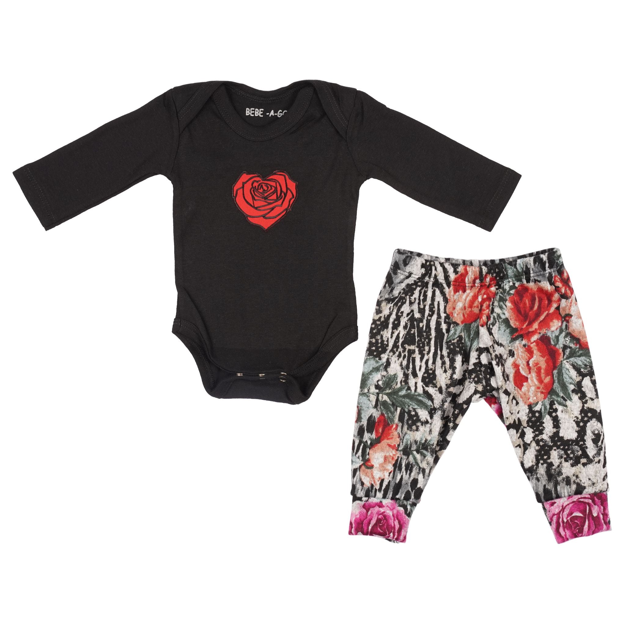 2pc Leopard Floral Hacci Onesie Set - Denny's