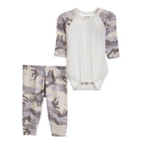 2pc Ivory & Blue Camo Knit Set - Denny's