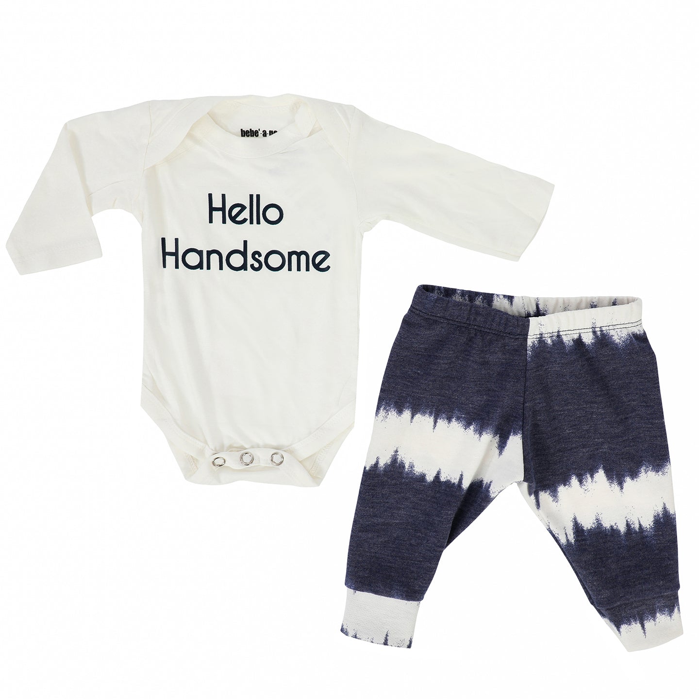 2pc  Hello Handsome Onesie & Navy Stripe Tie Dye Pant Set - Denny's