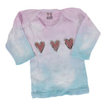 Two Piece Set Pink & Aqua Tie Dye with Hearts and I Heart You On Leg - Denny's