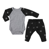 2pc Charcoal Star Raglan Onesie Set - Denny's
