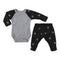 2pc Charcoal Star Raglan Onesie Set - Denny's