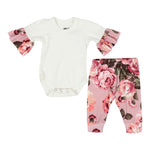 2pc Mauve Floral Ruffle Onesie Set - Denny's