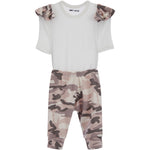2pc Pink Camo Knit Ruffle Onesie Set - Denny's