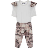 2pc Pink Camo Knit Ruffle Onesie Set - Denny's