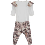 2pc Pink Camo Knit Ruffle Onesie Set - Denny's