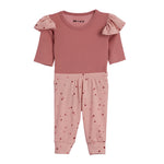 2pc Ruffle Thermal Onesis Heart Pant Set - Denny's