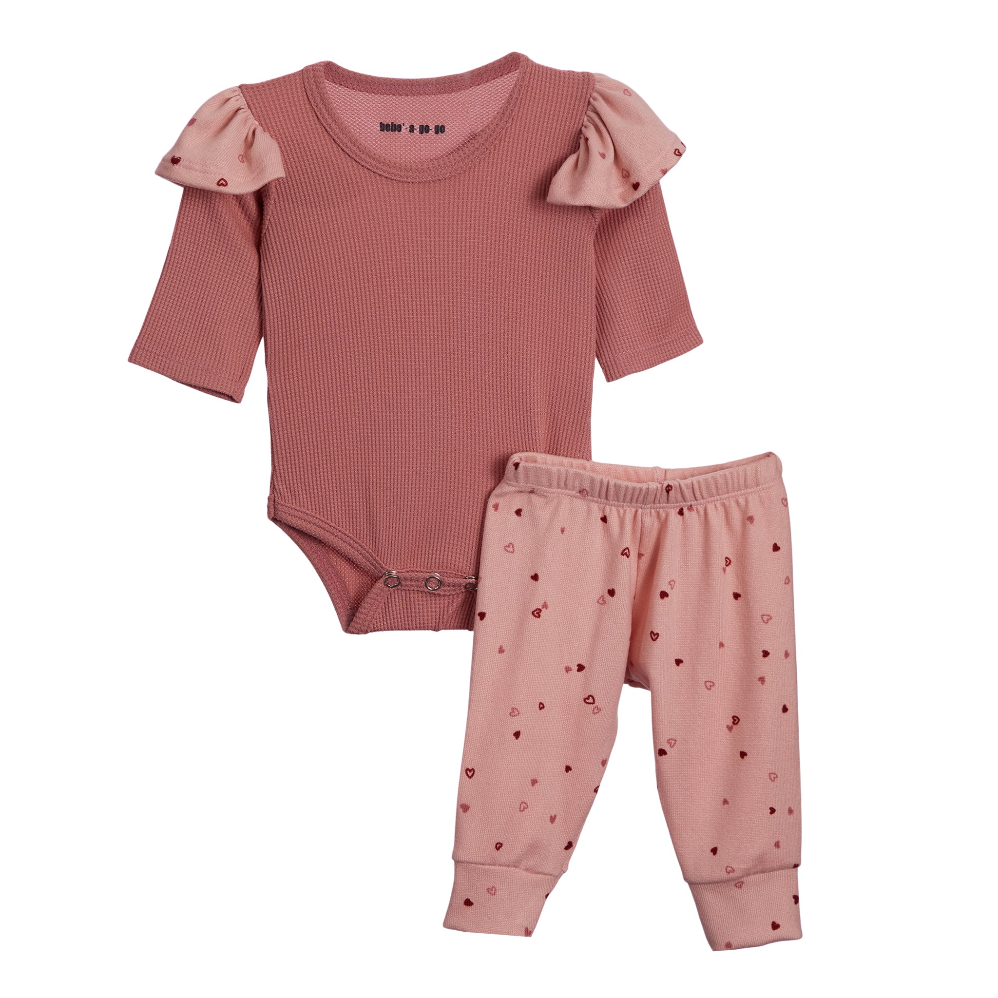 2pc Ruffle Thermal Onesis Heart Pant Set - Denny's