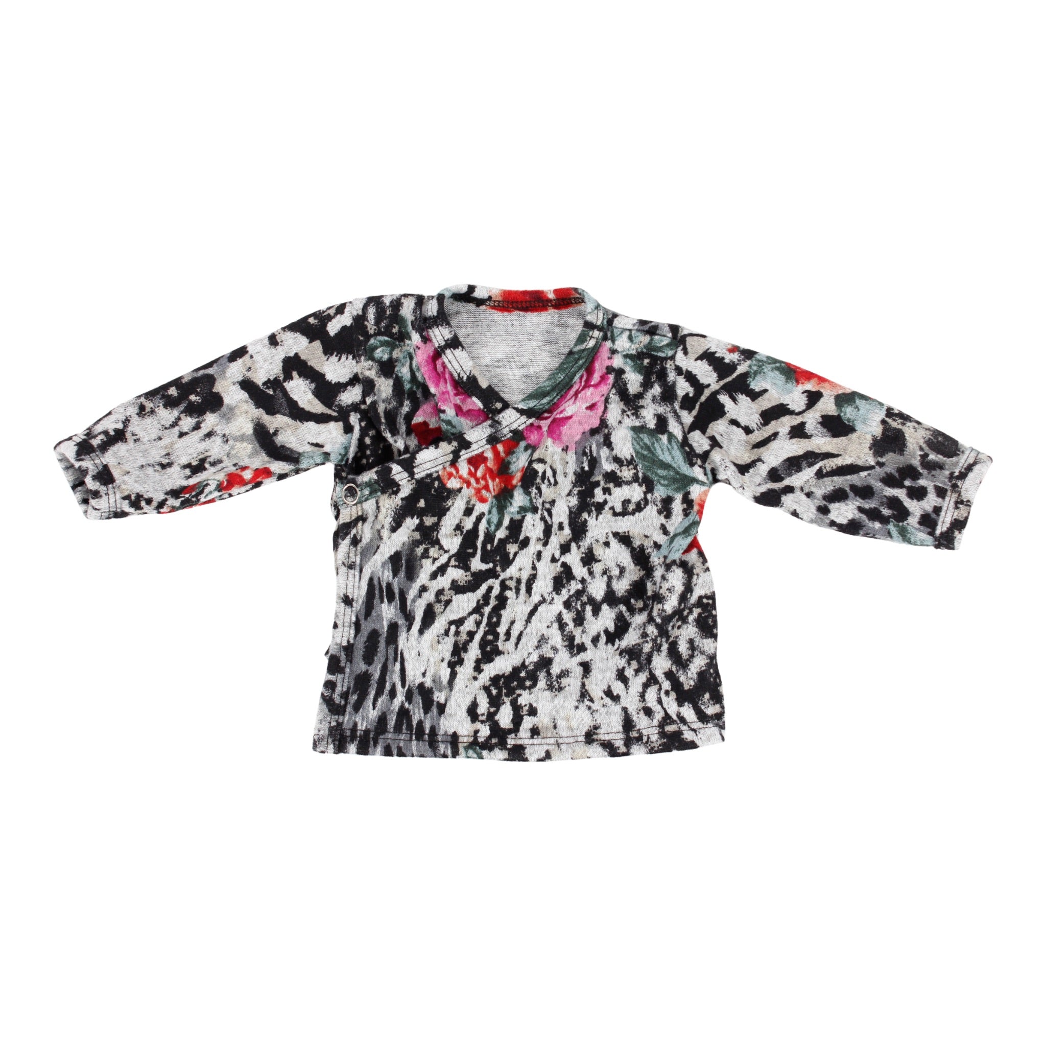 2 Piece Side Snap Black Floral - Denny's