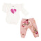 Two Piece Set with Ruffle Heart Onesie & Flower Pants - Denny's