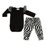 Zebra Stripe 2pc Ruffle Onesie & Pant Set - Denny's