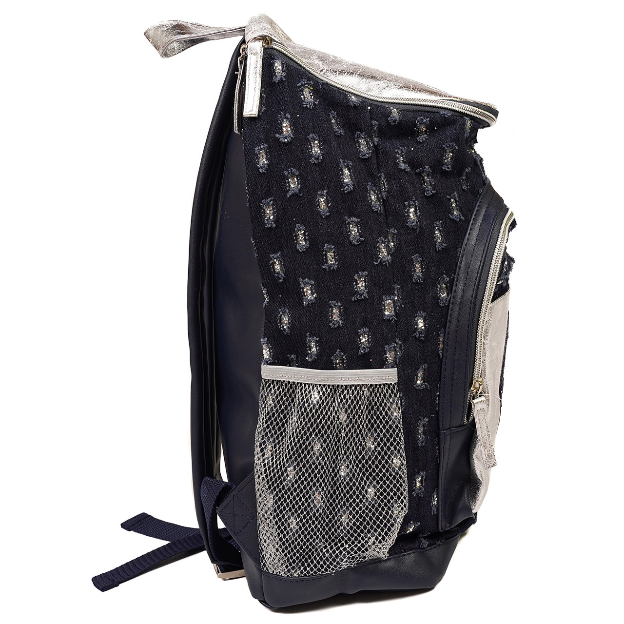 Denim Glitter and Hearts Backpack - Denny's