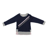 Long Sleeve Rylie Ruffle Bottom Top with Pink/Char Stripe - Denny's